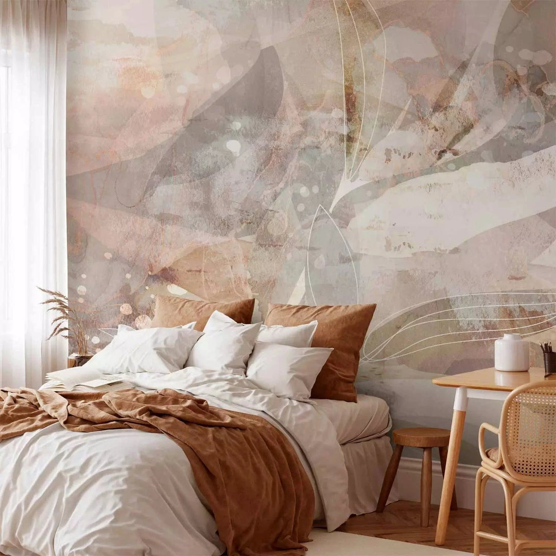 Fototapetes rozā un pelēkos toņos ar abstrakta rakstu - 143713 G-ART