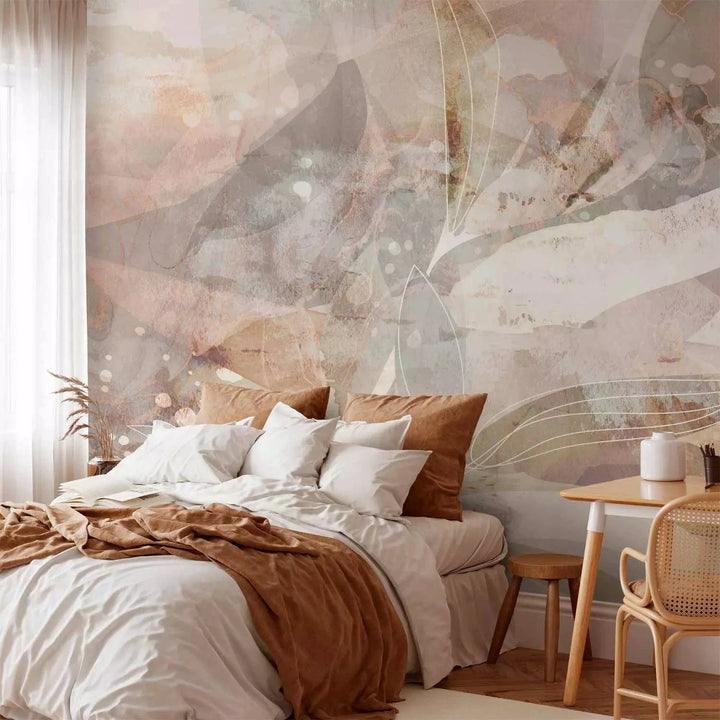 Fototapetes rozā un pelēkos toņos ar abstrakta rakstu - 143713 G-ART