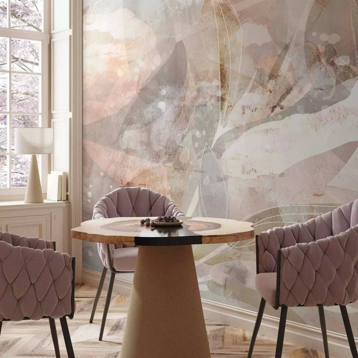 Fototapetes rozā un pelēkos toņos ar abstrakta rakstu - 143713 G-ART