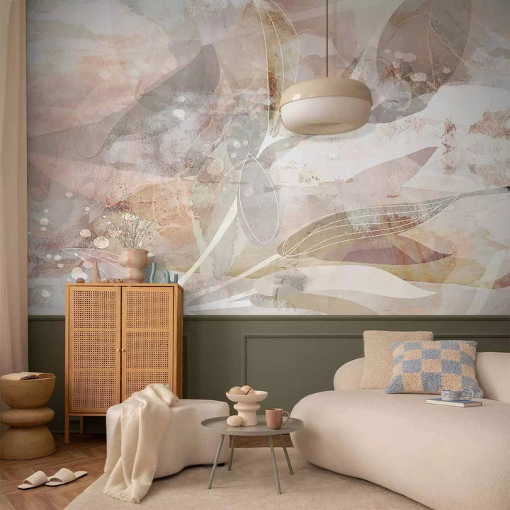 Fototapetes rozā un pelēkos toņos ar abstrakta rakstu - 143713 G-ART