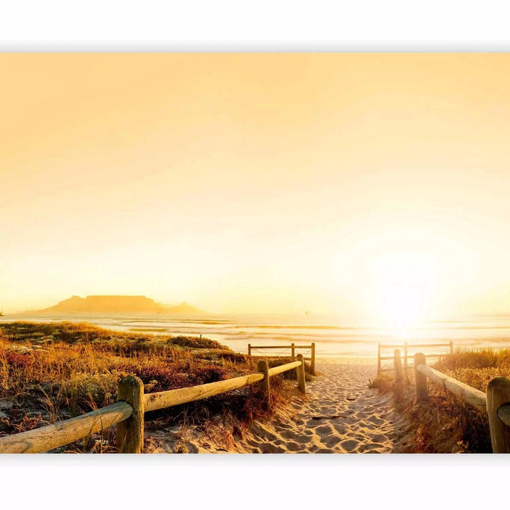 Fototapetes - Smilšu pludmale saules staros, dzeltenos toņos G-ART