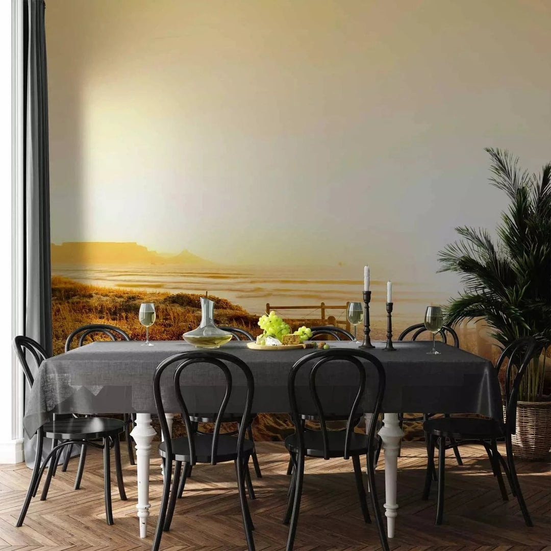 Fototapetes - Smilšu pludmale saules staros, dzeltenos toņos G-ART