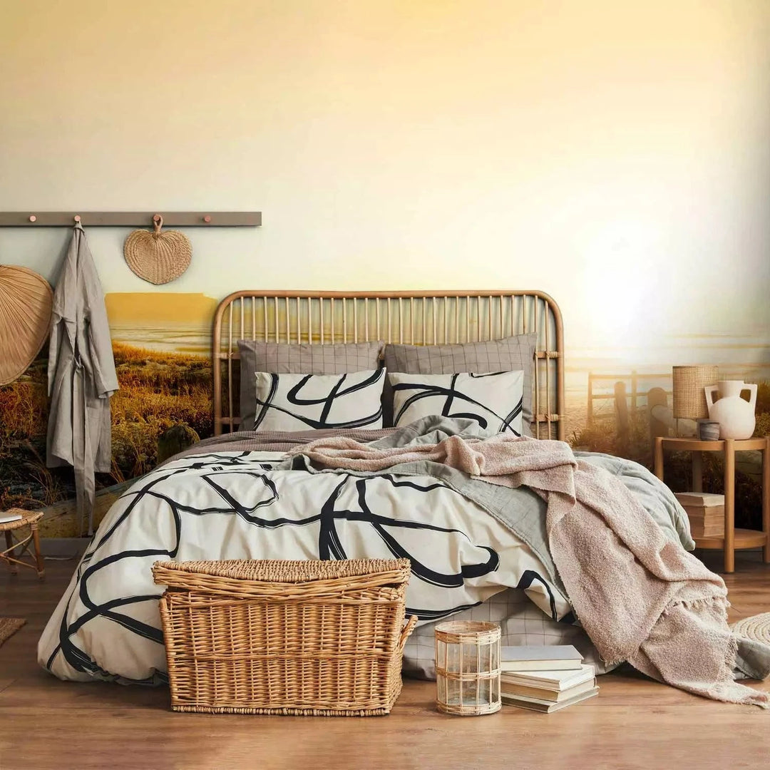 Fototapetes - Smilšu pludmale saules staros, dzeltenos toņos G-ART