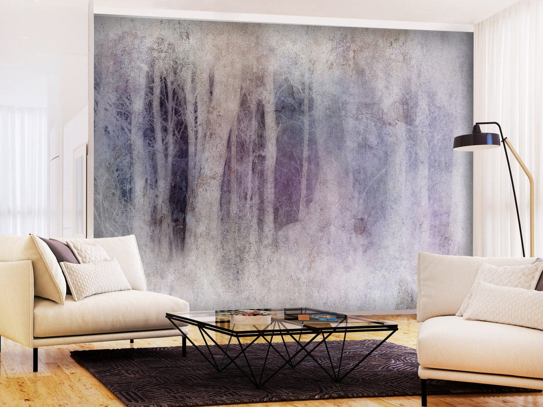 Fototapetes - Spilgti koku stumbri tumšā dziļumā: violetā - 148814 G-ART