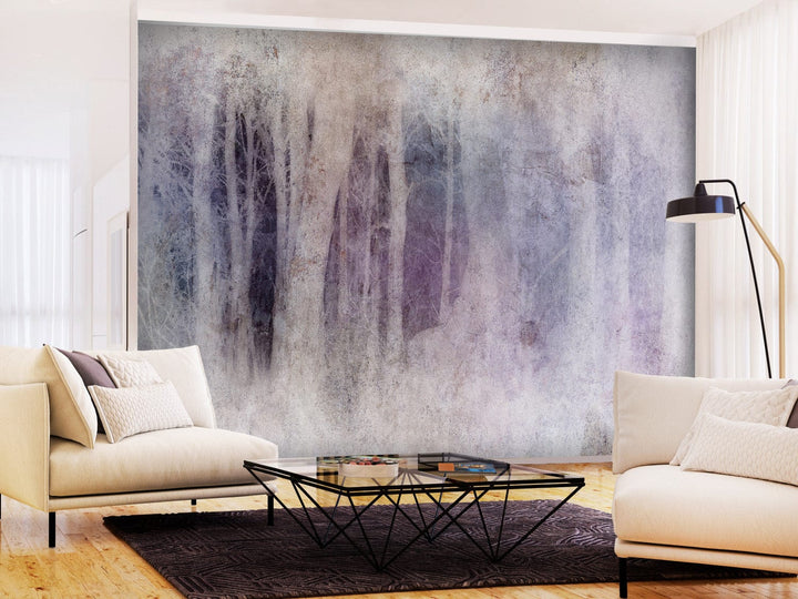 Fototapetes - Spilgti koku stumbri tumšā dziļumā: violetā - 148814 G-ART