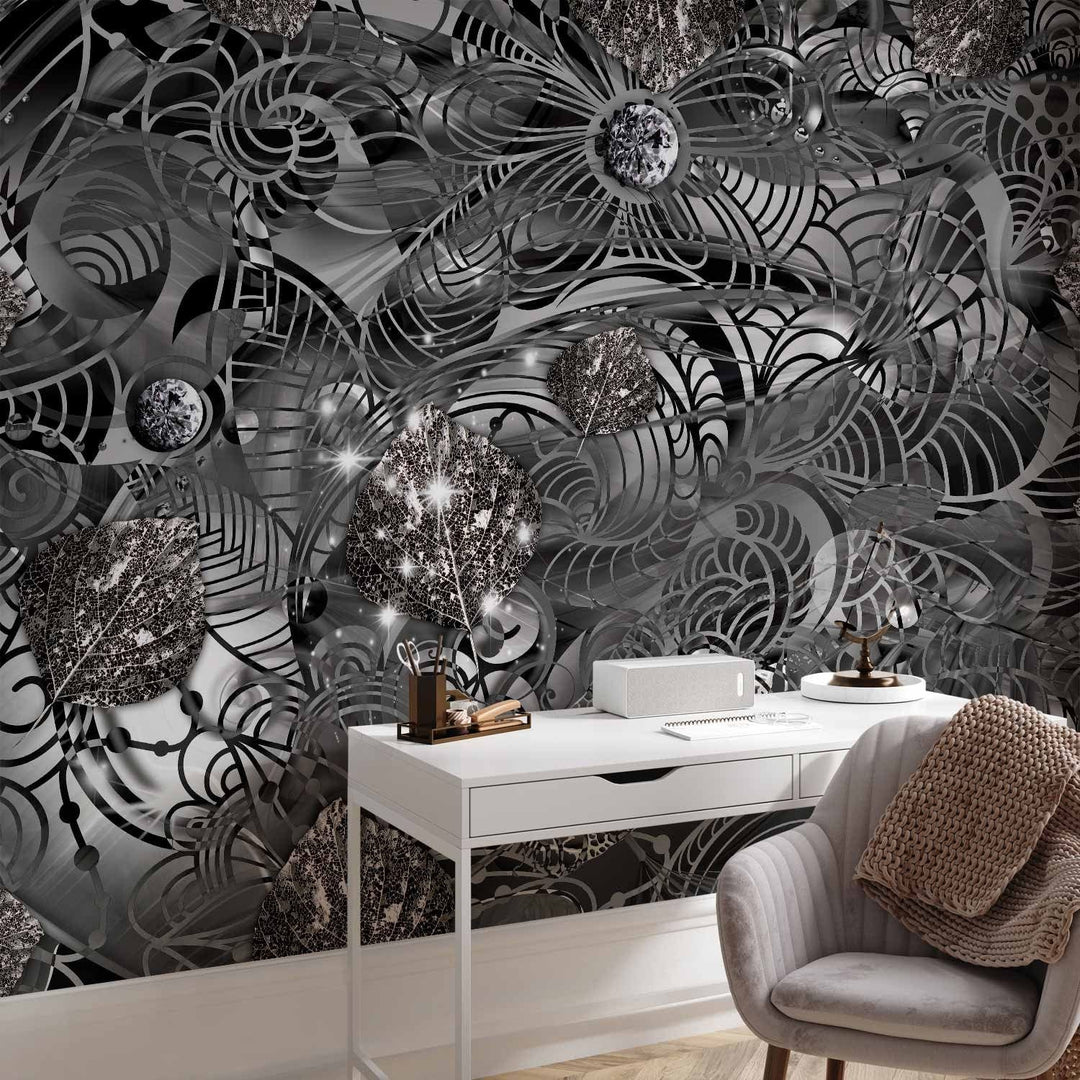 Fototapetes  - abstrakcija ar ziediem no liekta metāla - 135422 G-ART