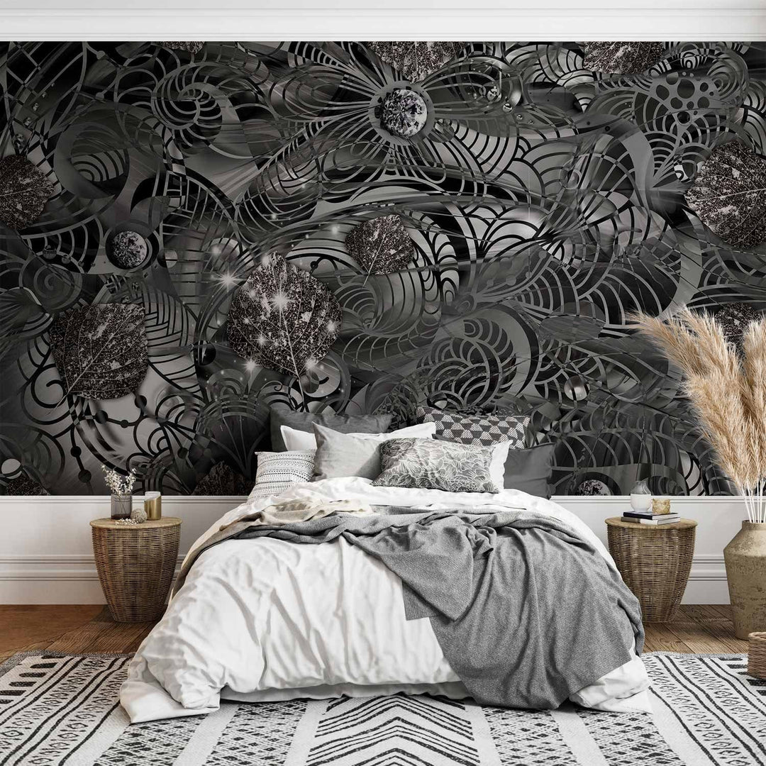 Fototapetes  - abstrakcija ar ziediem no liekta metāla - 135422 G-ART