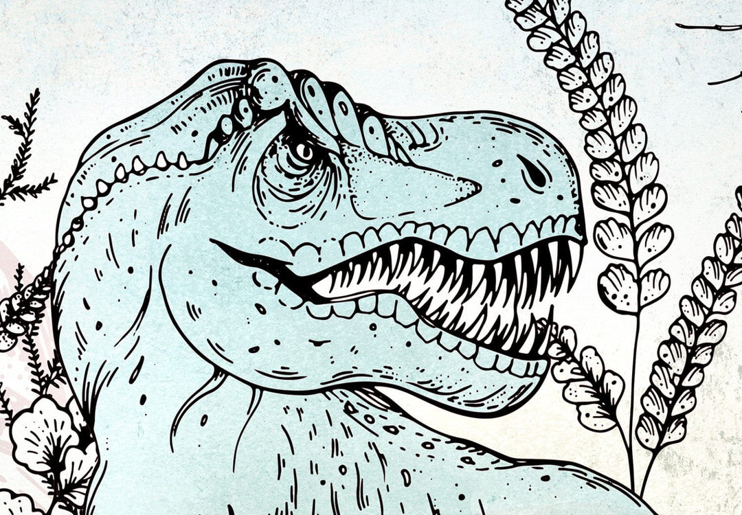 Fototapetes ar dinozauriem - Trikeratops, tiranozaurs un diplodokss G-ART