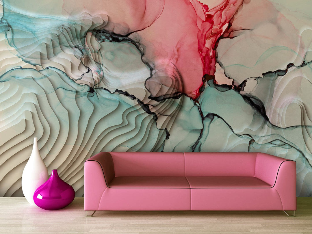 Fototapetes - Trīsdimensiju koncepcija, tirkīzā, krēmā, rozā,  142996 G-ART