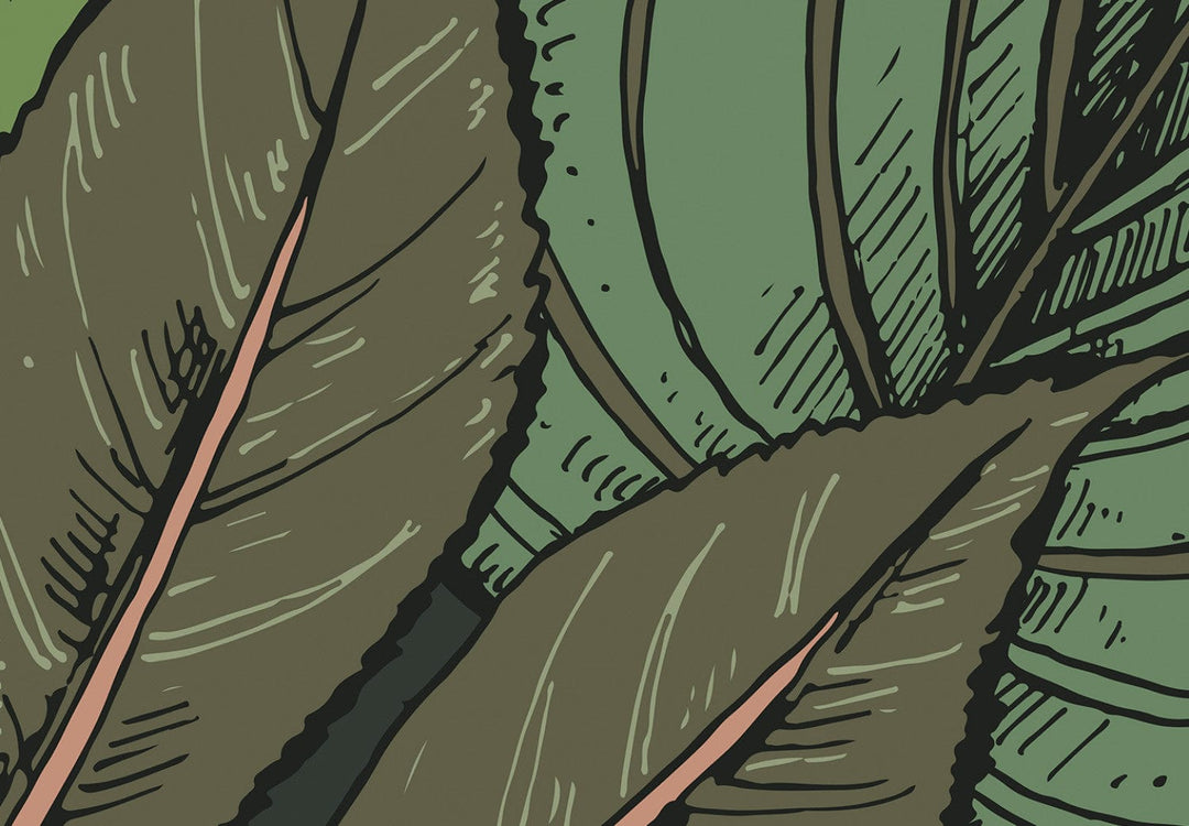 Fototapetes zaļā krāsā - Tropisko lapu kompozīcija zaļās krāsās G-ART