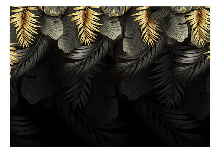 Fototapetes - Tropu lapas zaļos un zelta toņos - 142318 G-ART