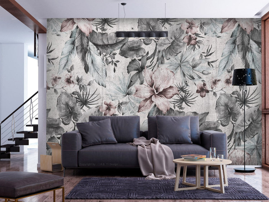 Fototapetes tropu stilā - Pilsētas džungļi pelēkos toņos - 143078 G-ART