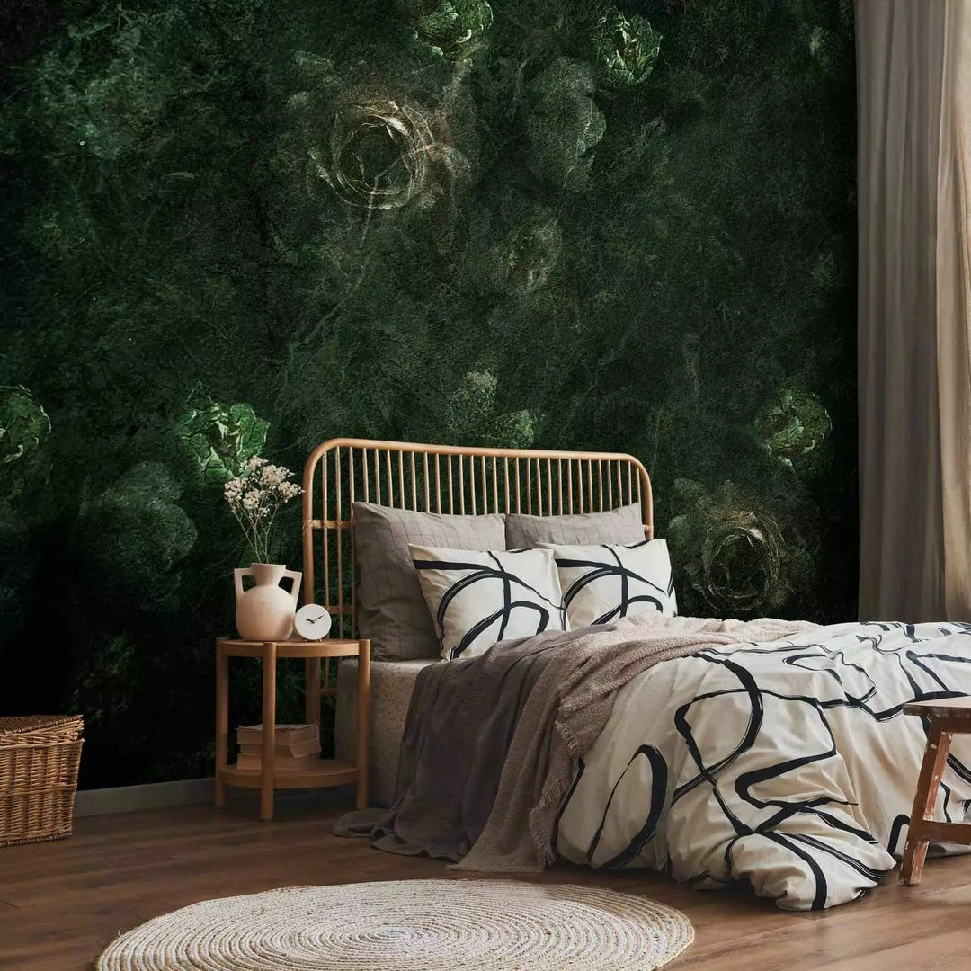 Fototapetes - Tumšas rozes vintāžas stilā, zaļā krāsā - 143525 G-ART