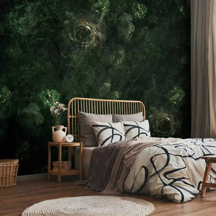 Fototapetes - Tumšas rozes vintāžas stilā, zaļā krāsā - 143525 G-ART