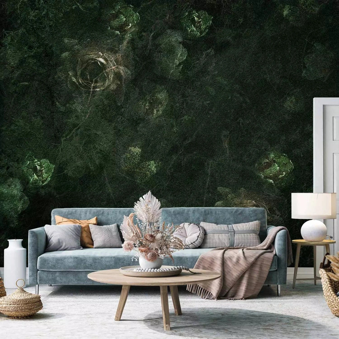 Fototapetes - Tumšas rozes vintāžas stilā, zaļā krāsā - 143525 G-ART