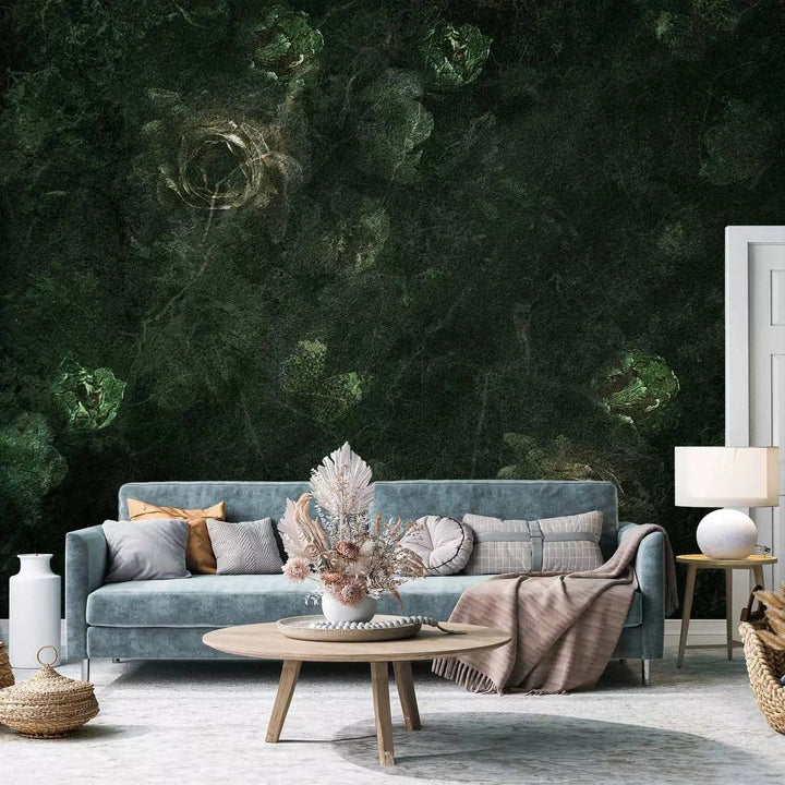 Fototapetes - Tumšas rozes vintāžas stilā, zaļā krāsā - 143525 G-ART