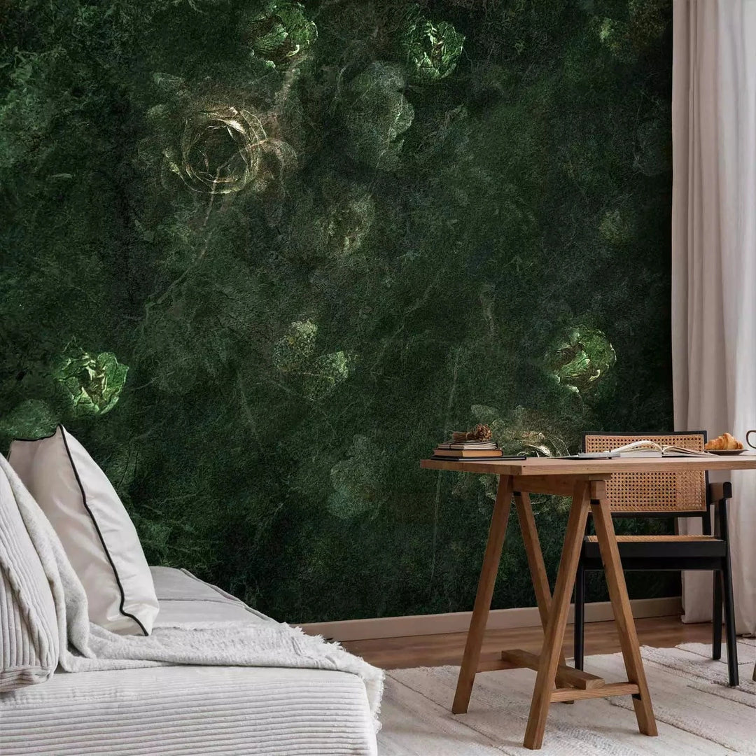 Fototapetes - Tumšas rozes vintāžas stilā, zaļā krāsā - 143525 G-ART