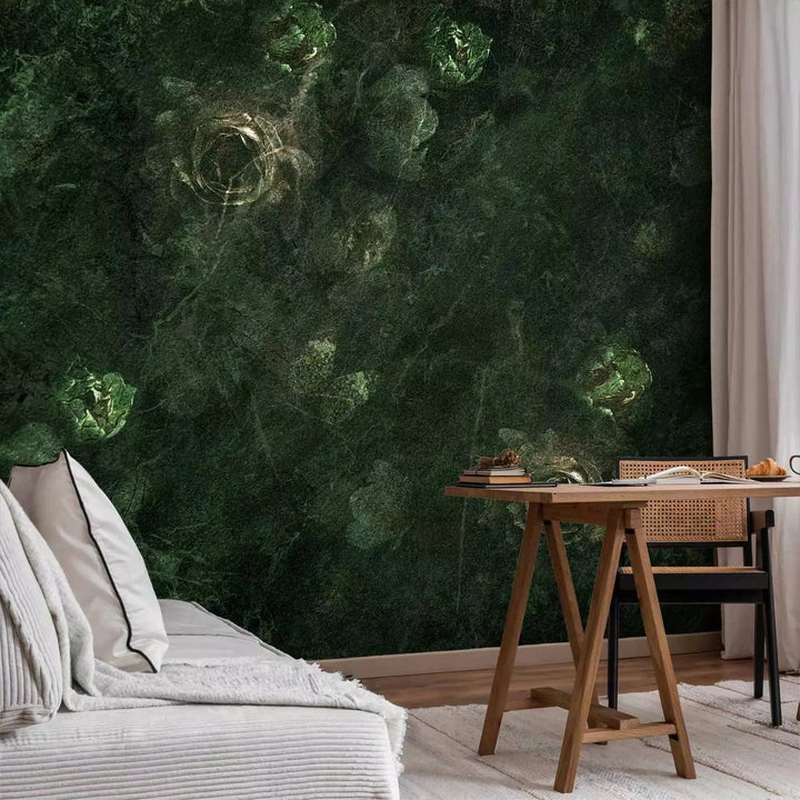 Fototapetes - Tumšas rozes vintāžas stilā, zaļā krāsā - 143525 G-ART