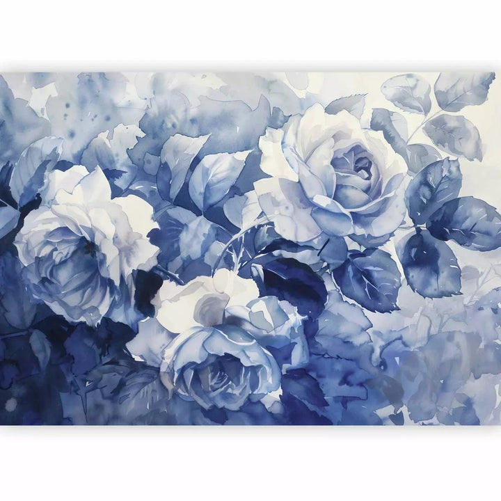 Fototapetes - Ūdenskrāsas rozes - kompozīcijas zilos toņos G-ART