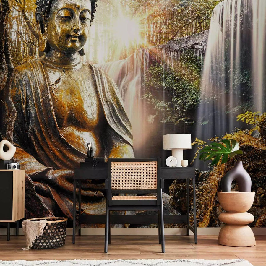 Fototapetes ar Budas statuju džungļos brūnos toņos - 89022 G-ART