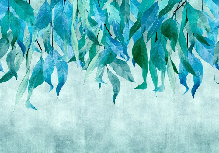 Fototapetes - Vidusjūras daba – ainava ar zilām lapām uz gaiša fona G-ART