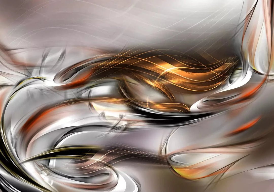 Fototapetes viesistabai ar abstrakciju - Zelta mākonis - pelēkā G-ART