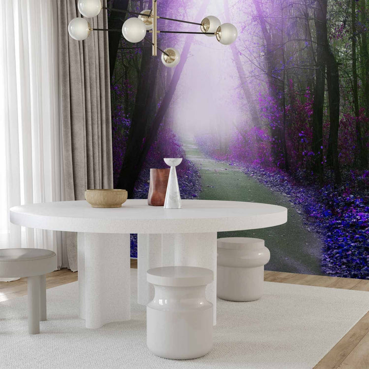 Fototapetes - Ainava ar ceļu, kas ved cauri mežam ar kokiem, 61858  G-ART