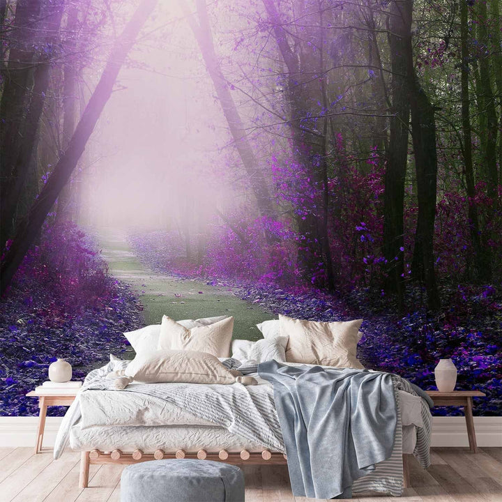 Fototapetes - Ainava ar ceļu, kas ved cauri mežam ar kokiem, 61858  G-ART