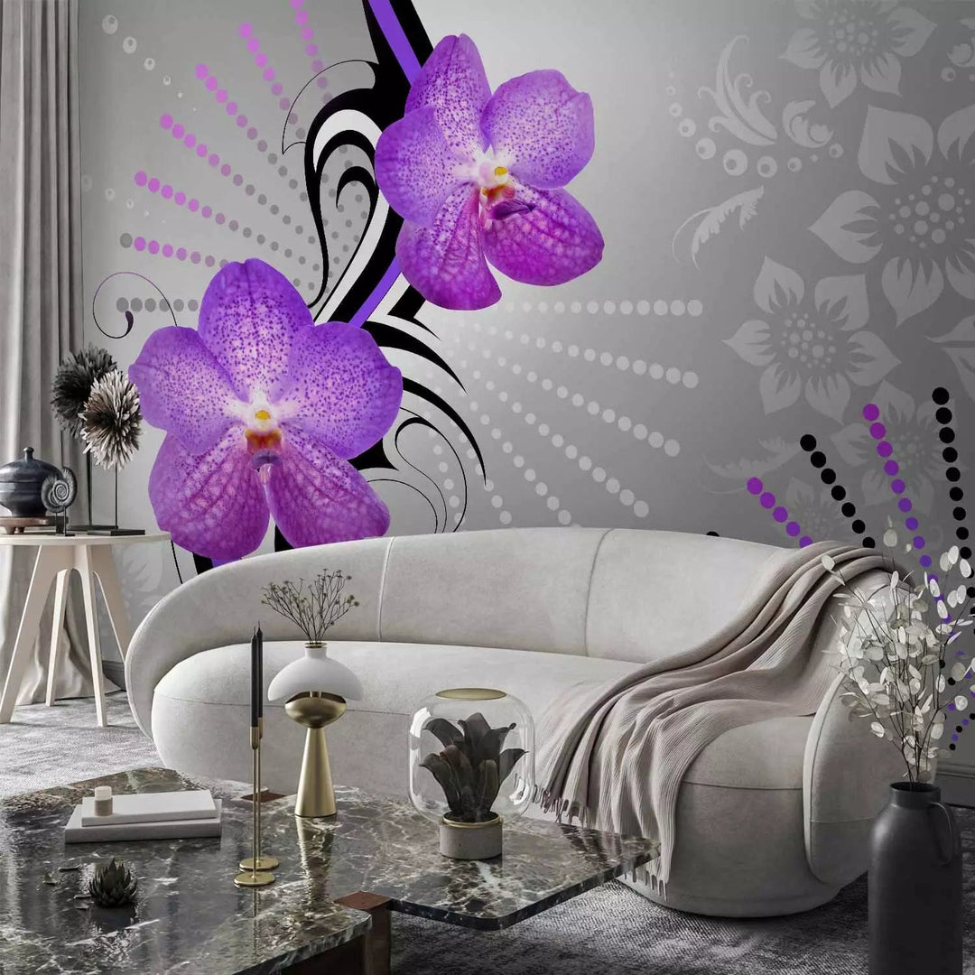 Fototapetes - Violetas orhidejas uz abstrakta fona - 97330  G-ART