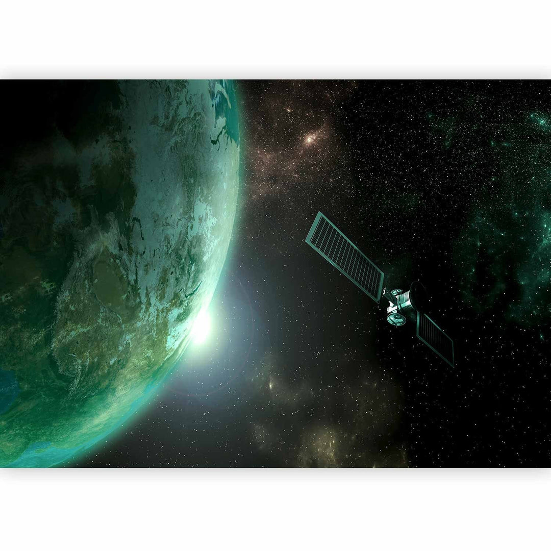 Fototapetes - Visums, kosmosa ainava - zaļa Zeme un satelīts G-ART