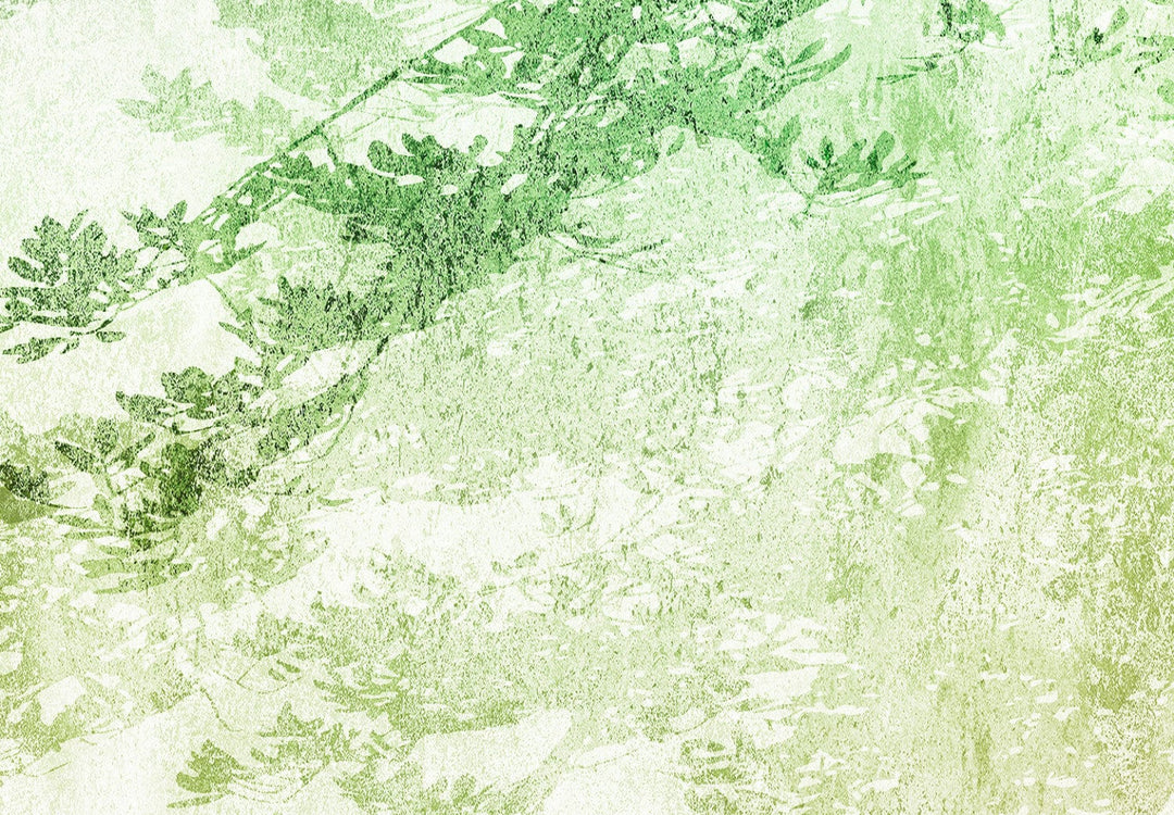 Fototapetes - Zari ar lapām uz gaiša fona, zaļos toņos - 148810 G-ART