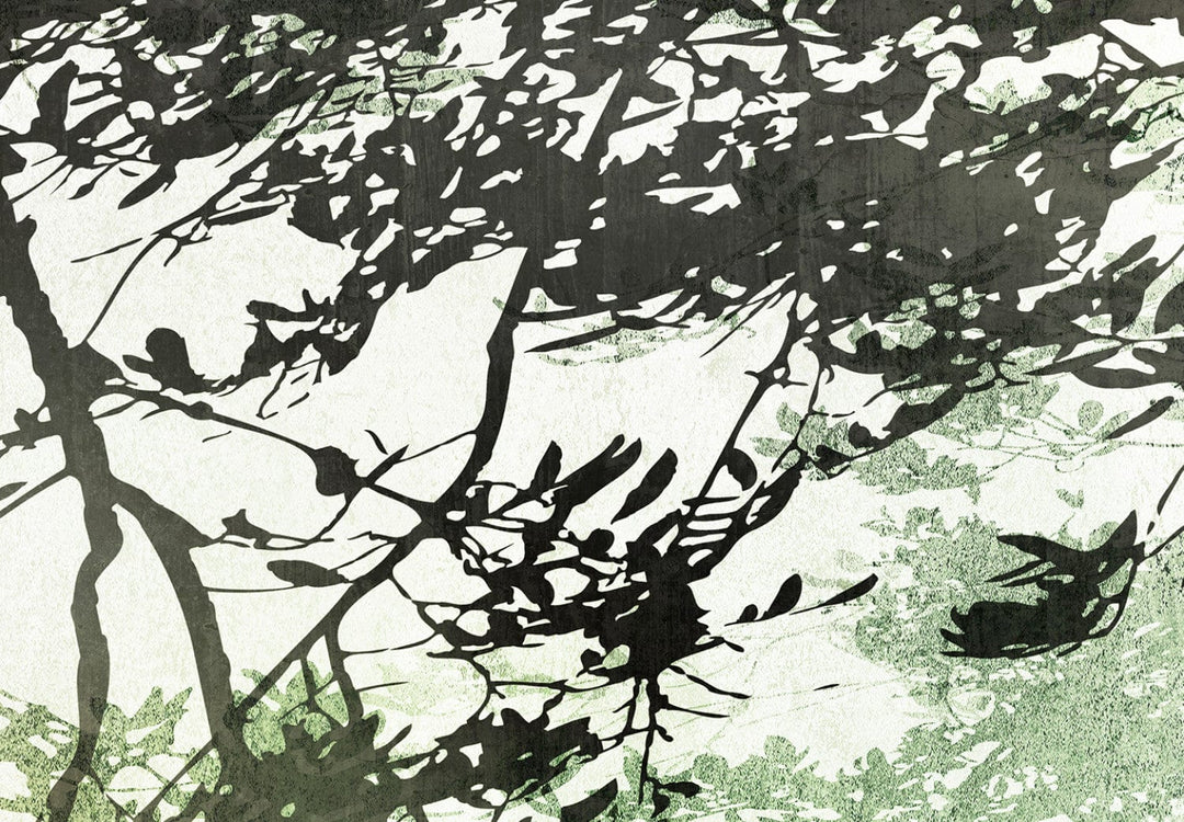 Fototapetes - Zari ar lapām uz gaiša fona, zaļos toņos - 148810 G-ART