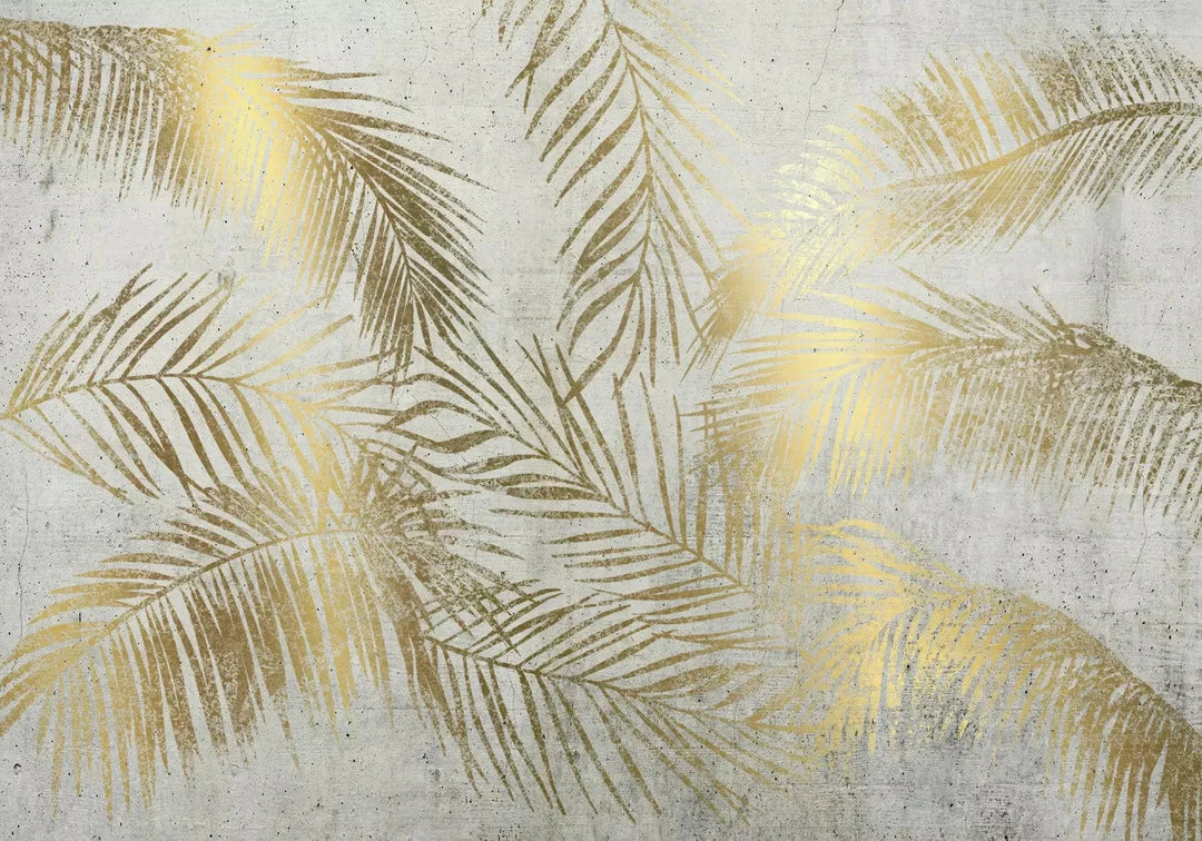 Fototapetes - Zelta palmas - interjers tropu stilā G-ART