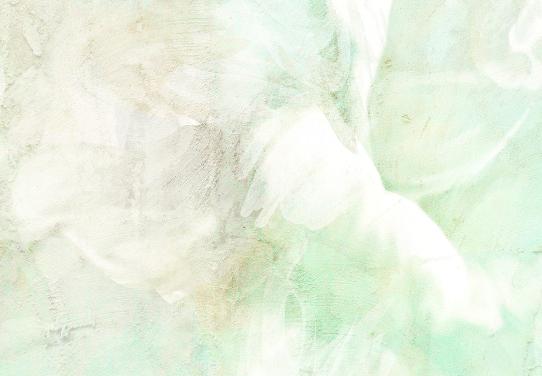 Fototapetes ar vintāžas fonu - Ziedēšana pasteļtoņos, zilā, zaļā G-ART