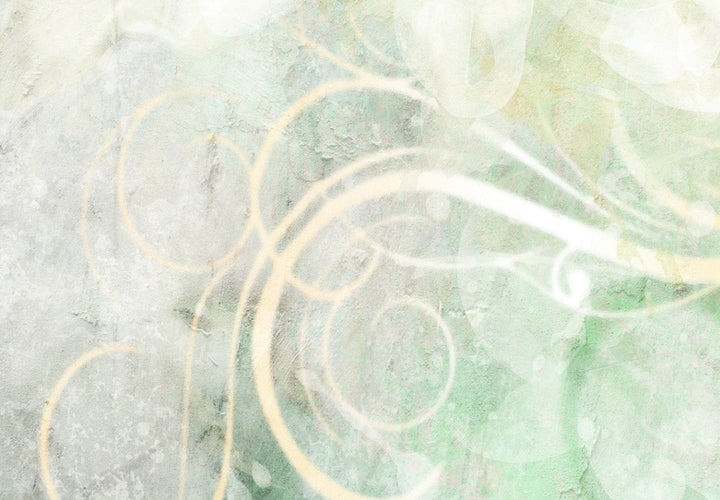 Fototapetes ar vintāžas fonu - Ziedēšana pasteļtoņos, zilā, zaļā G-ART