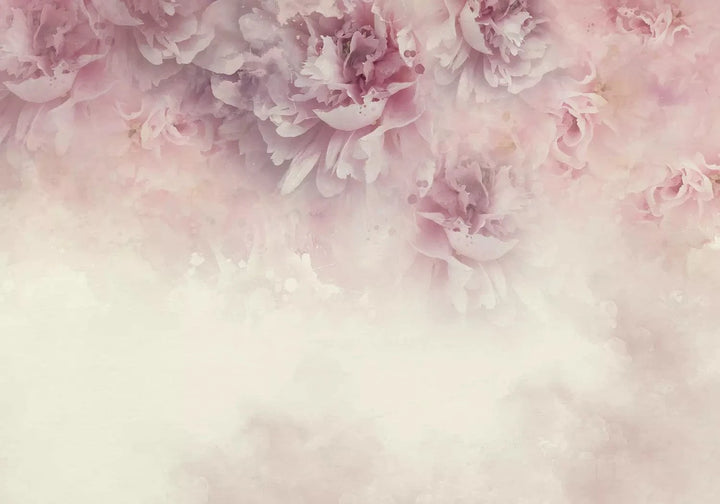 Fototapetes - Ziedu etīde - abstrakts ziedu motīvs ar rozā ziediem G-ART