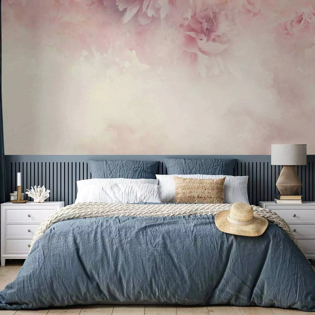 Fototapetes - Ziedu etīde - abstrakts ziedu motīvs ar rozā ziediem G-ART