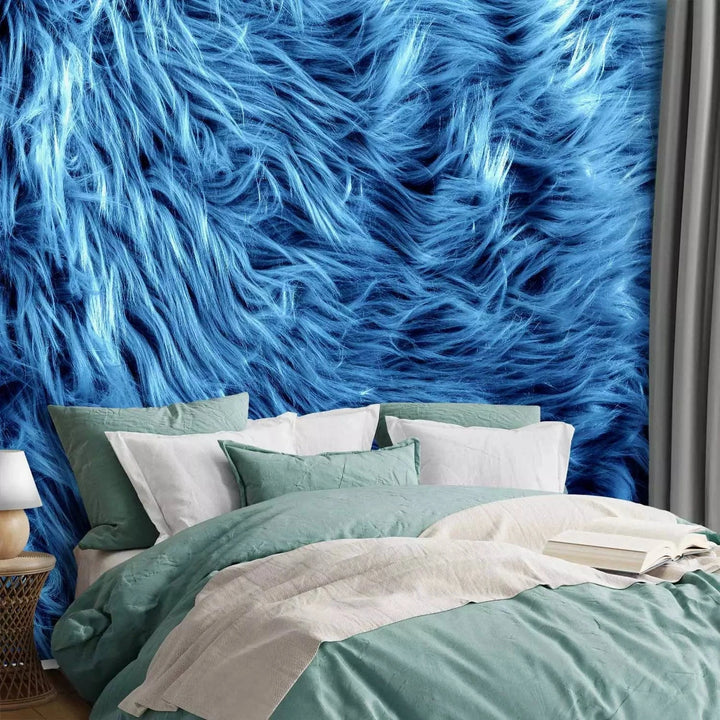 Pūkains mākslīgais tekstils zilā krāsā #539DD6 G-ART