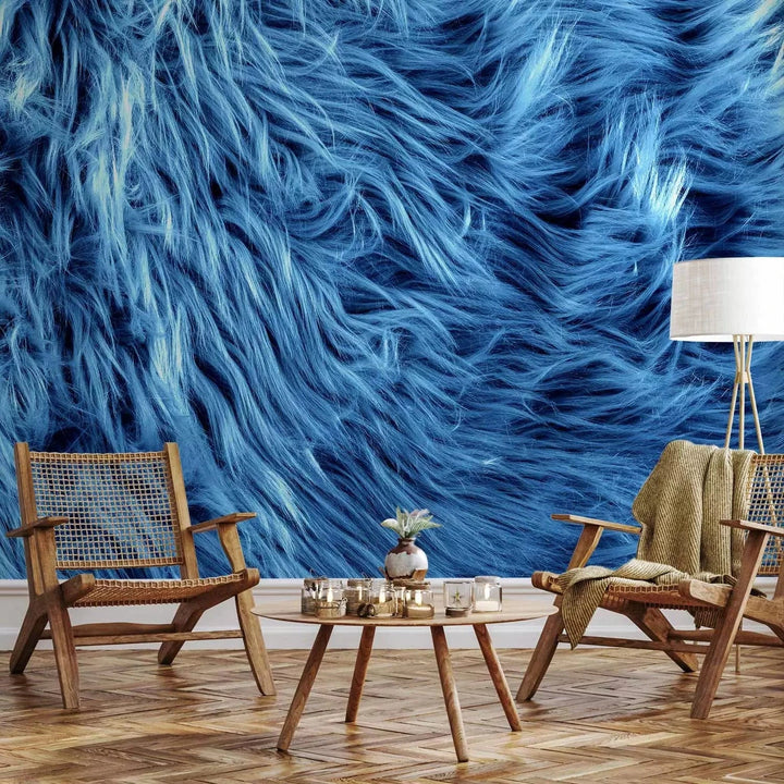 Pūkains mākslīgais tekstils zilā krāsā #539DD6 G-ART