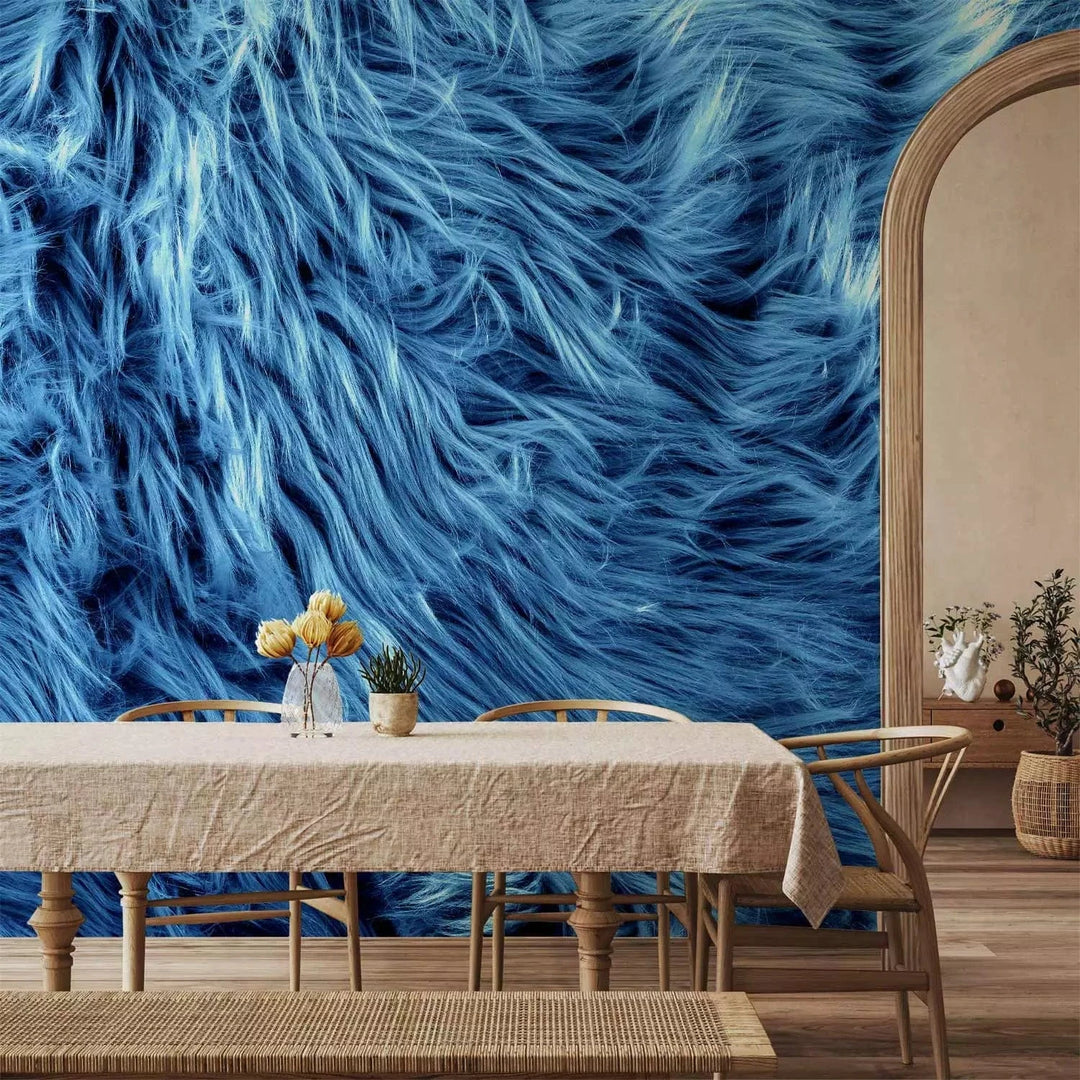 Pūkains mākslīgais tekstils zilā krāsā #539DD6 G-ART