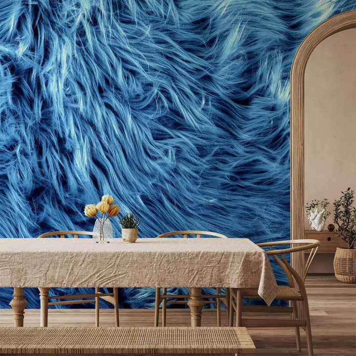 Pūkains mākslīgais tekstils zilā krāsā #539DD6 G-ART