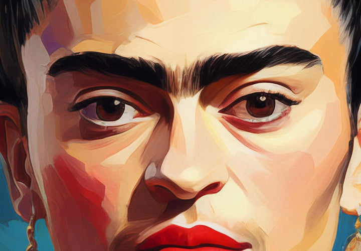 Frida Kahlo - krāsains portrets ar redzamiem otas triepieniem, 152235, liels izmērs G-ART