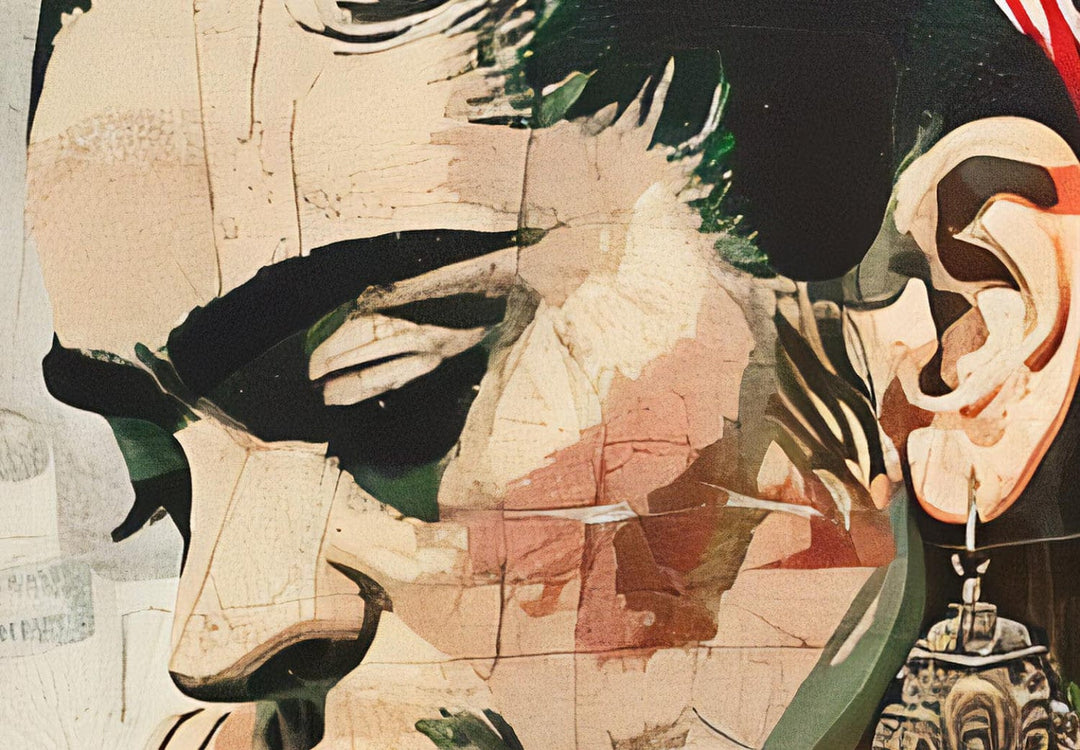 Frida Kahlo - krāsains sievietes portrets uz saplaisājušas sienas, 152218, lielformāta G-ART