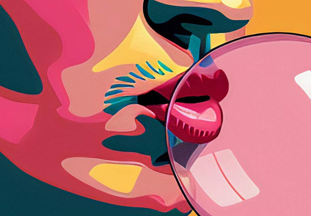 Frida Kahlo - sievietes portrets ar košļājamo gumiju popārta stilā, 152215, lielformāta G-ART