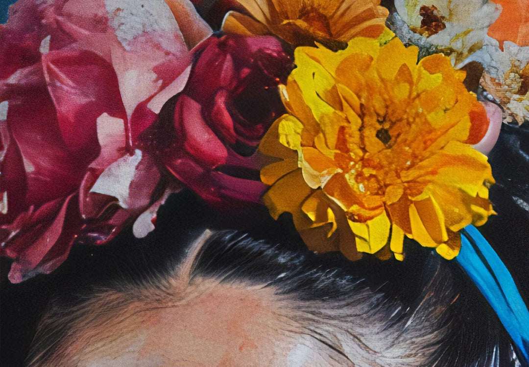 Frida Kalo - glezniecisks mākslinieces portrets uz tumši zila fona, 152223, lielformāta G-ART