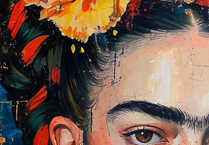 Frīdas portrets - Kompozīcija Klimta stilā uz tumši zila fona, 152205, lielformāta G-ART