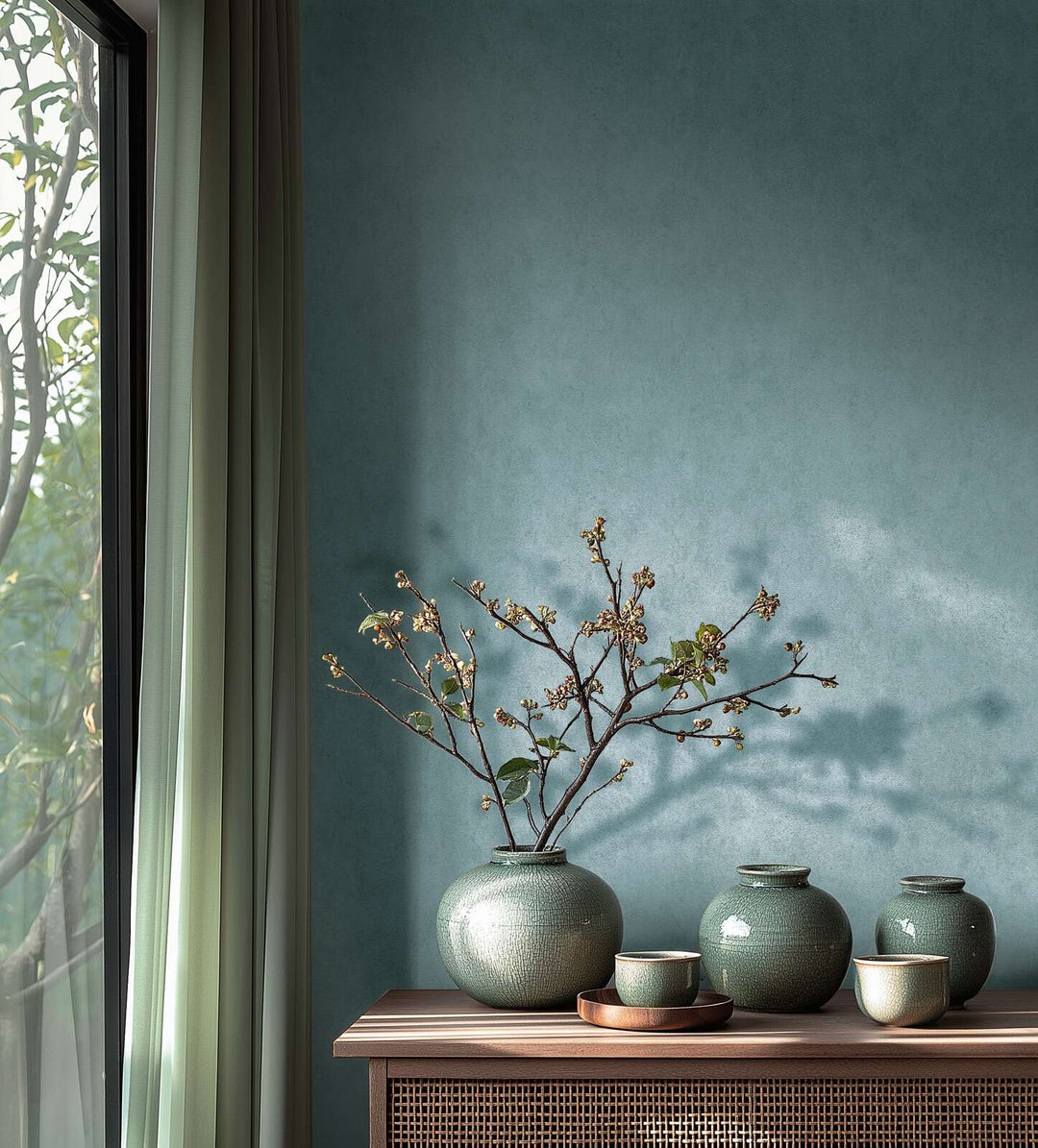 Gaišas tapetes ar smalku faktūru, nedaudz spīdīgas - zilā krāsā - 782272 AS Creation