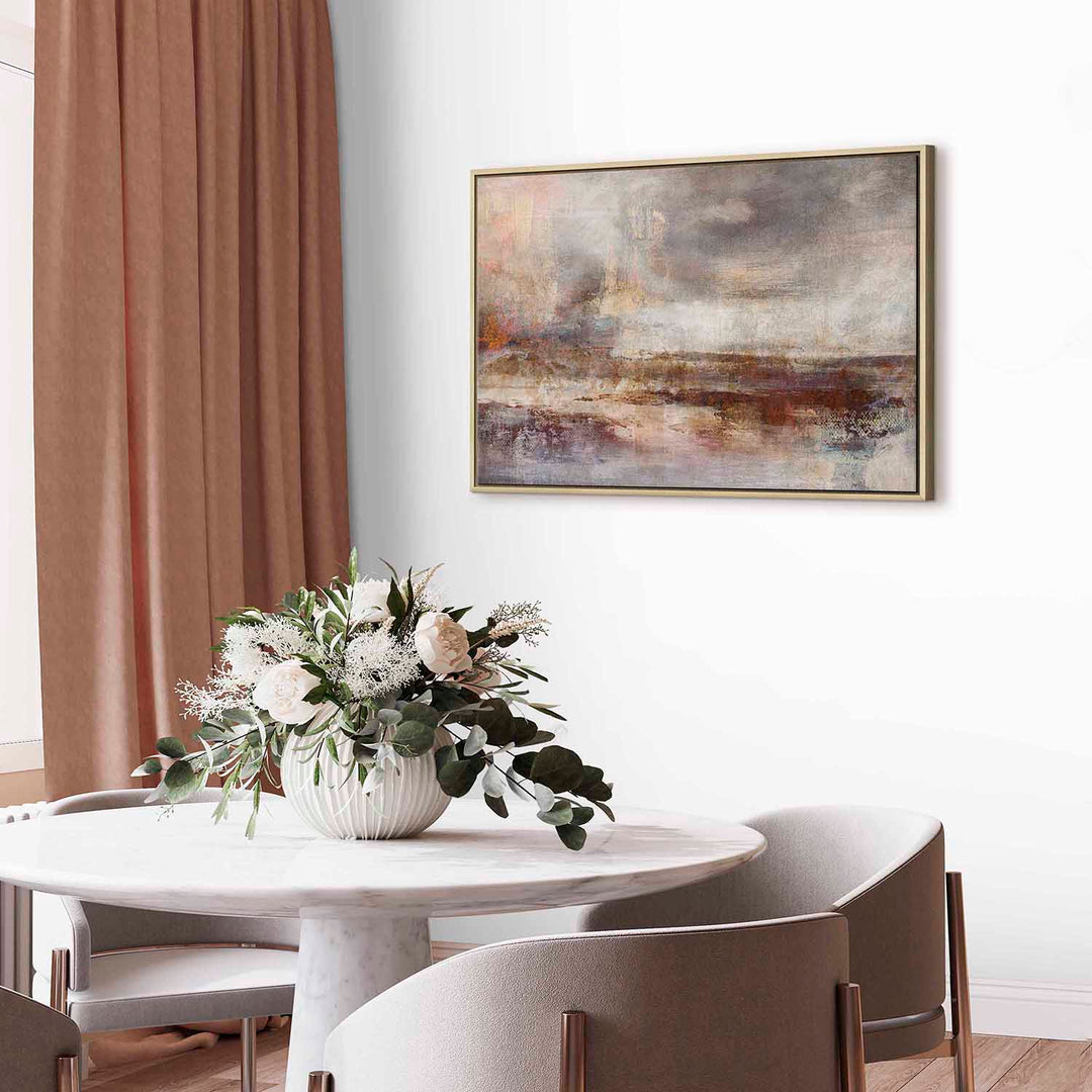 Glezna koka rāmī - Abstrakts skats - abstrakcija bēša un pelēkā G ART