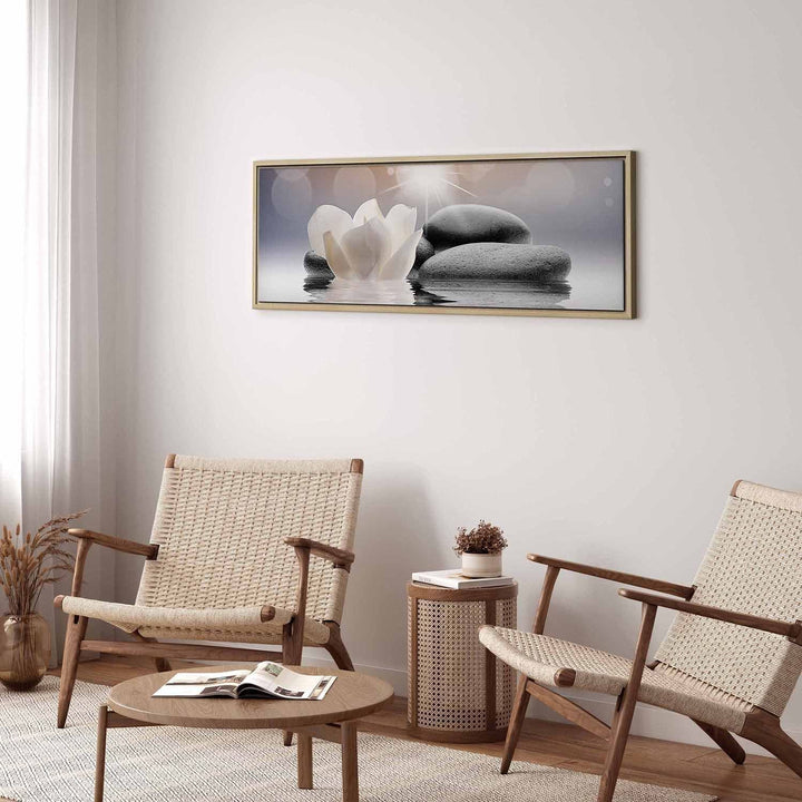 Glezna koka rāmī kas rada  komfortu - Akmentiņi ūdenī G ART