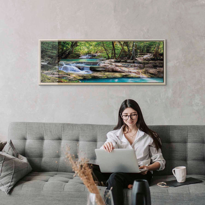 Glezna koka rāmī - Dabas skats - Meža ūdenskritums G ART